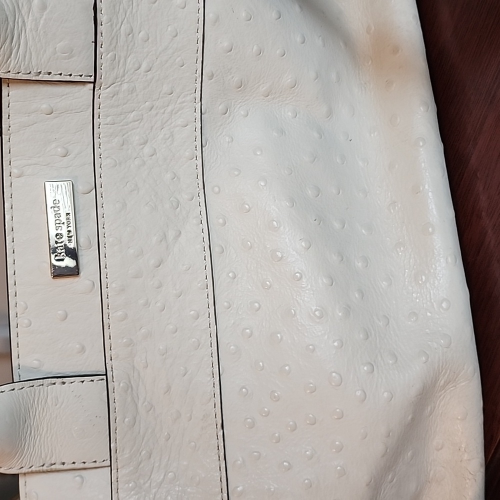 Kate Spade Charm City Cream Ostrich Bow Crossbody Satchel - Picture 8 of 10